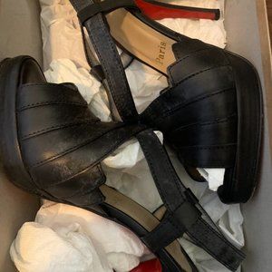 Christian Louboutin Heel Sandal, 37.5, Black
